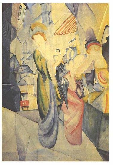 August Macke Bright woman in front of a hat store oil painting picture